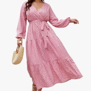 Pink & White Heart Print Maxi Dress Size 2X  (18/20)